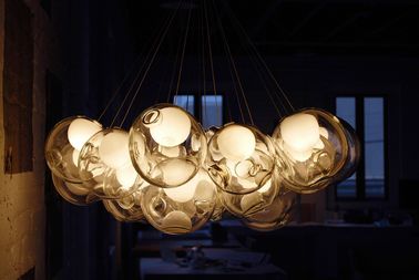 창조적인 두 배 커버 유리 거는 천장 빛 LED G9 다채로운 펀던트 램프